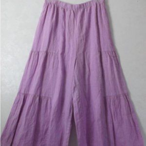 Match Point La Fixsun Lagenlook Pants Med Linen Wide Leg Cha Cha Ruffle Lilac